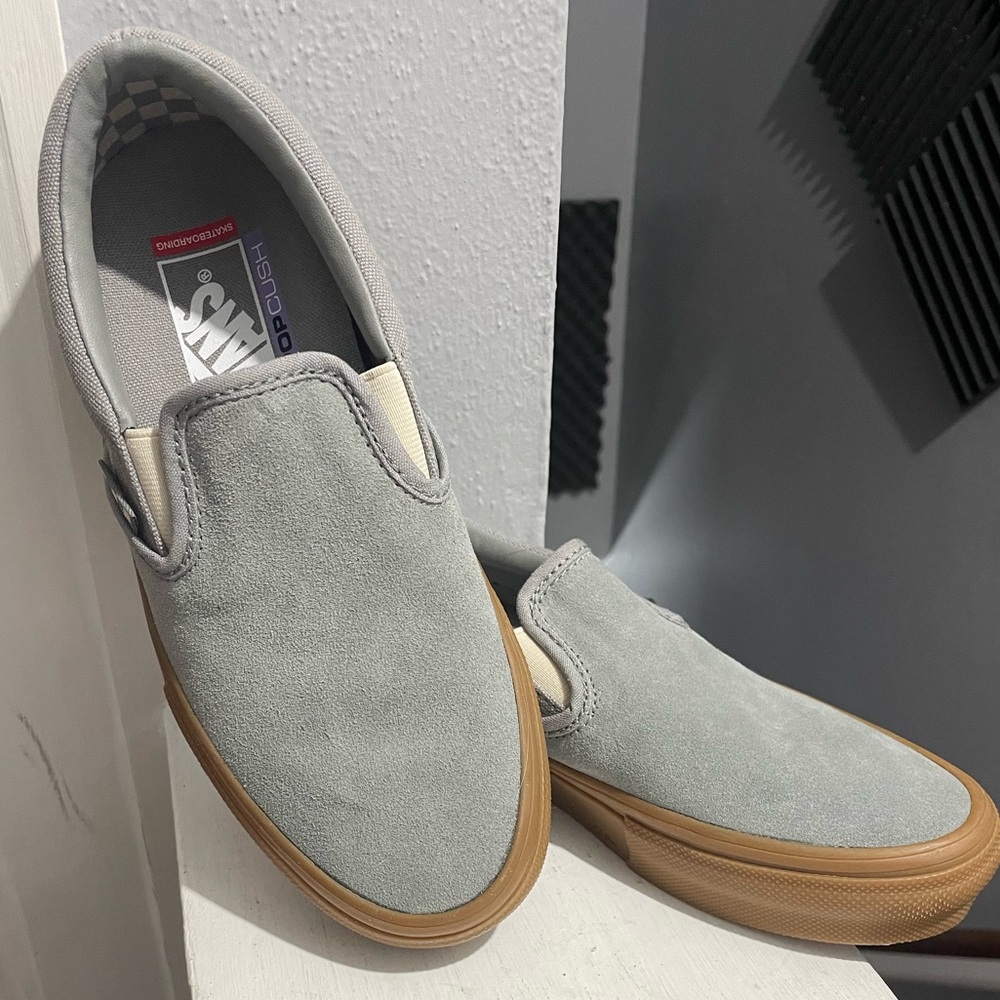 Vans Light Gray Suede Slip-On Sneakers